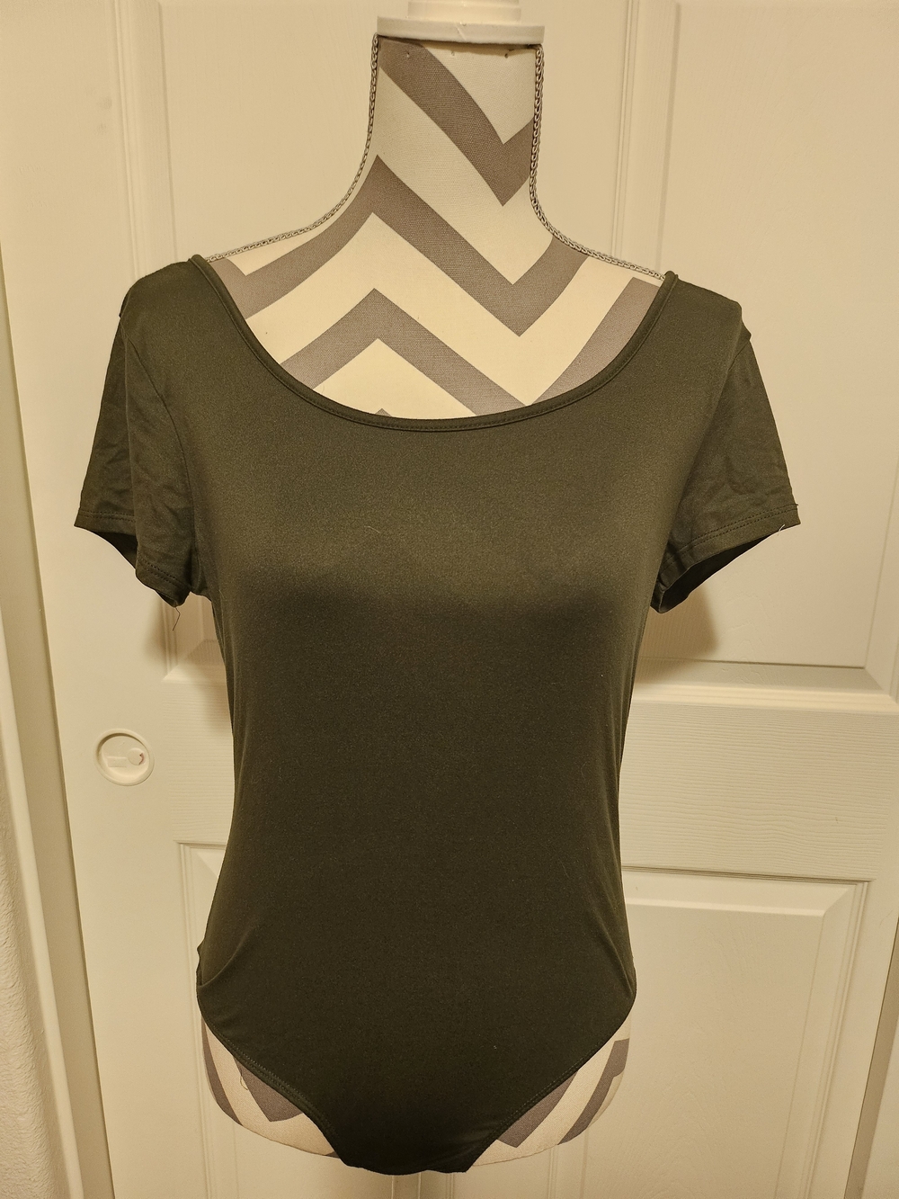 Heart Hips Olive Green Scoop Neck Short Sleeve Bodysuit